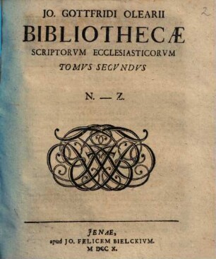 Bibliotheca scriptorum ecclesiasticorum, 2. N. - Z.