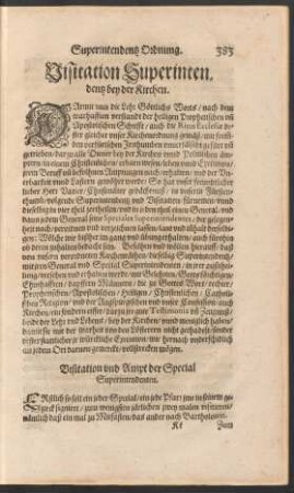Visitation Superintendentz bey der Kirchen.