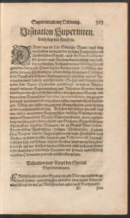 Visitation Superintendentz bey der Kirchen.