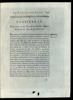 Chapitre IX. Description de la Nouvelle-Calédonie. Mæurs, coutumes & arts de ses Habitans.