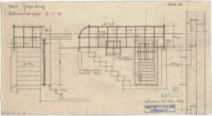 Fischer, Theodor; München, Arcisstr. 20; Haus Jagenberg - Kellerhalstreppe (Schnitte)