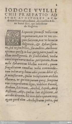 IODOCI VVILLI CHII PRAEFATIO AD SUOS AUDITORES,...