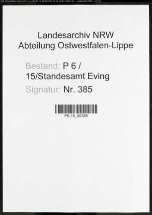 Sterberegister Standesamt Lünen-Eving