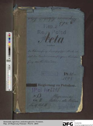 Überwachung demagogischer Bestrebungen, Landesverweisungen, Ausweisung von Ausländern aus dem Reichsgebiet. Allgemeines