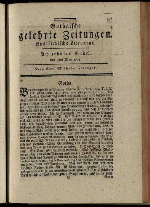 Achtzehntes Stück, den 3ten May 1794.