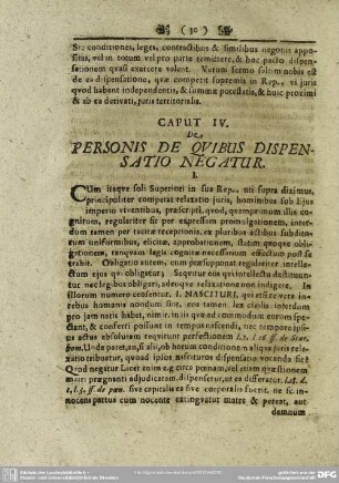 Caput IV. De Personis De Quibus Dispensatio Negatur