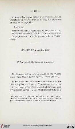 Séance du 2 Avril 1886