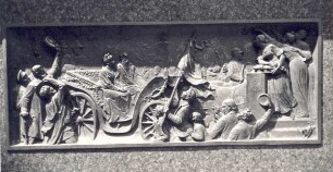 Denkmal des Grafregenten Ernst zur Lippe, Sockelrelief. Detmold, Schlossplatz
