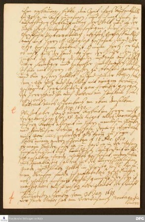 Auszug eines Briefs von August Hermann Francke an Christoph Hohenhausen.