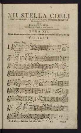 1-22, XII. Stella Coeli. Opus XIV. Violino I.