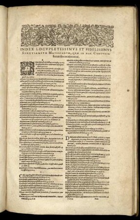 Index Locupletissimus Et Fidelissimus Singularium Materiarum, Quæ In Hac Centuria secunda continentur.