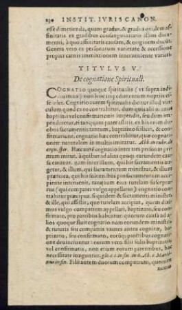 Titulus V. De cognatione Spirituali.