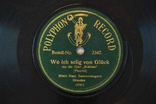 Wo ich selig von Glück : aus der Oper "Bohème" / (Puccini)