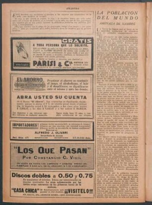 La población del mundo : Amenaza de hambre