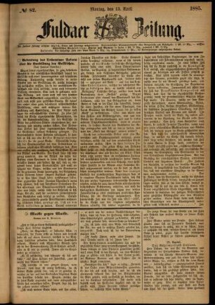 Ausgabe vom Montag, den 13. April 1885.