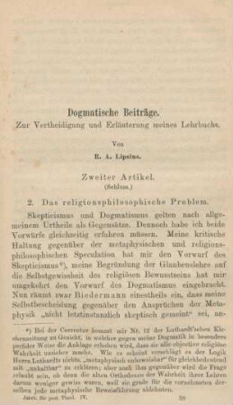 593-634 Dogmatische Beiträge : Zur Vertheidigung und Erläuterung meines Lehrbuchs (Fortsetzung)