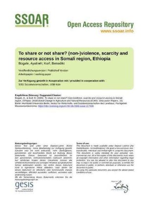 To share or not share? (non-)violence, scarcity and resource access in Somali region, Ethiopia