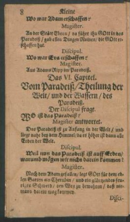 Das VI. Capitel. Vom Paradeiß/ Theilung der Welt/ und der Wassern/ des Paradeiß.