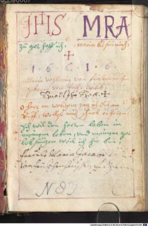 Gebetbuch der Wittib Maria Vöhlerin von Frickenhausen, geb. von Roth, teilweise mit Reimversen - BSB Cgm 150