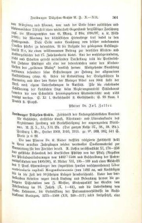 301-303 [Rezension] Freiburger Diözesan-Archiv, X., XI., XII. Band