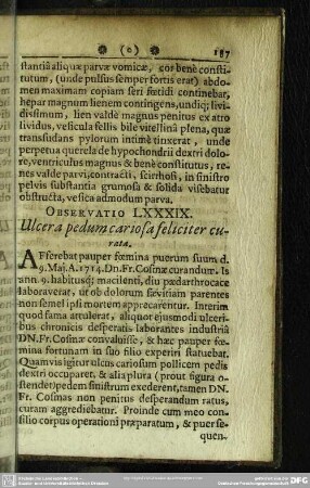 Observatio LXXXIX. Ulcera pedum cariosa feliciter curata