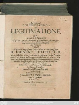 Disputatio Publica De Legitimatione
