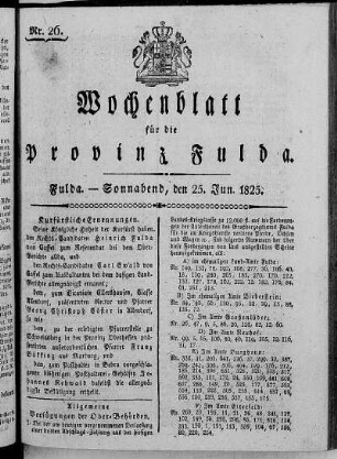 Nr. 26, Ausgabe vom 25. Juni 1825