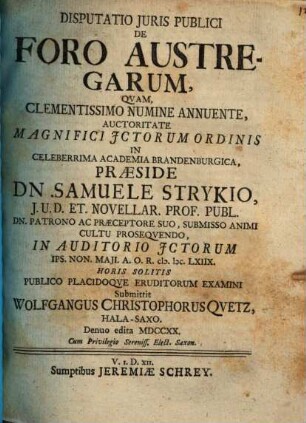 Disp. ... de foro austregarum