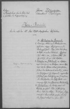 Dürrwangen-Stockenhausen: Pfarrbericht 1928