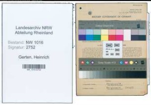 Entnazifizierung Heinrich Gerten , geb. 17.04.1916 (Buchbinder)