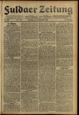 Erste Ausgabe vom Dienstag, den 19. November 1912.