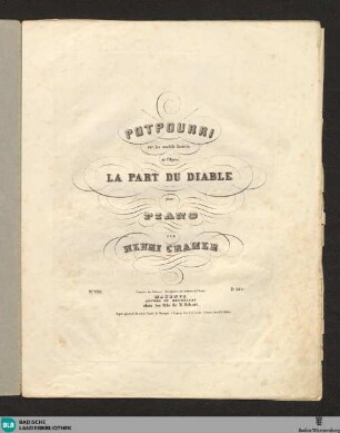 Potpourri sur les motifs favoris de l'opéra La part du diable : pour piano