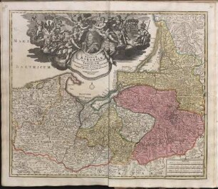 Regnum Borussiae : Gloriosis auspicys Serenissimi et Potentissimi Princ. Friderici III Primi Borussiae Regis, March. Et Elect. Brand. inauguratum die 18 Ian. A. 1701, Geographicè cum vicinis Regionibus adumbratum