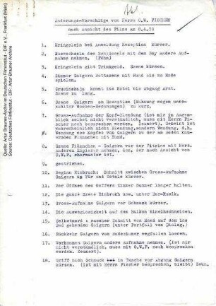 Änderungsvorschläge O.W. Fischer