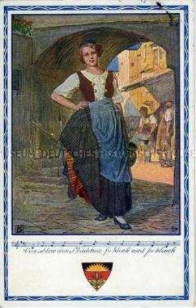 Liedillustration, Postkarte des Deutschen Schulvereins Nr.372