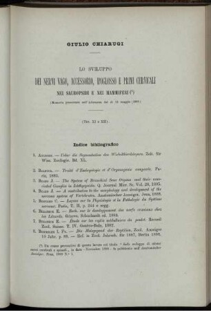 Lo Sviluppo Dei Nervi Vago, Accessorio, Ipoglosso e Prima Cervicali Nei Sauropsidi E Nei Mammiferi