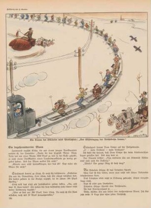"Ein Traum der Skiläufer wird Wirklichkeit: 'Der Skijöringzug der Reichsbahn kommt.'"