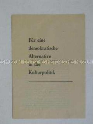 Flugschrift mit Vorschlägen der verbotenen KPD zur Kulturpolitik
