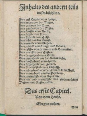 Inhalts des andern teils dieses büchlins.