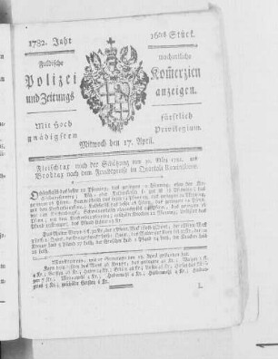 16tes Stück., Ausgabe vom 17. April 1782