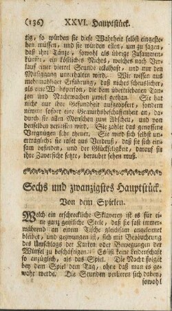 Sechs und zwanzigstes Hauptstück. Von dem Spielen.
