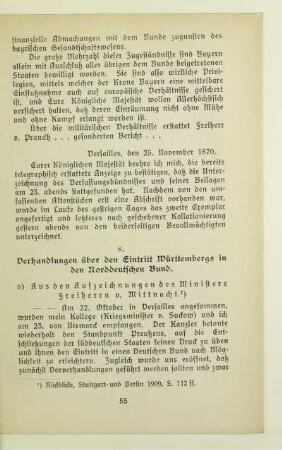 8. Verhandlungen über den Eintritt Württembergs in den Norddeutschen Bund