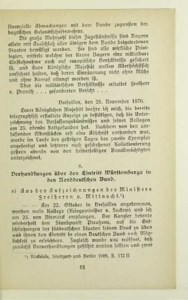 8. Verhandlungen über den Eintritt Württembergs in den Norddeutschen Bund