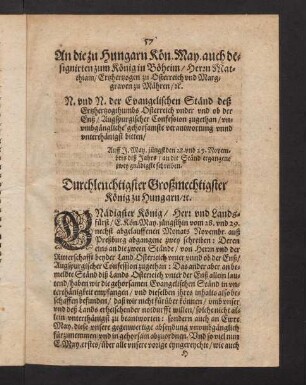 57-61, An die zu Hungarn Königliche Mayestät...28. und 29. November 1609