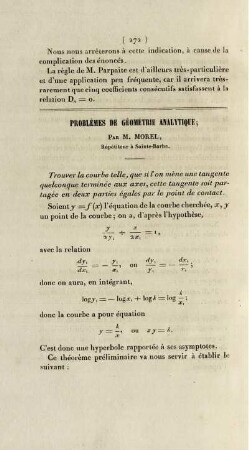 Problémes de géométrie analytique.