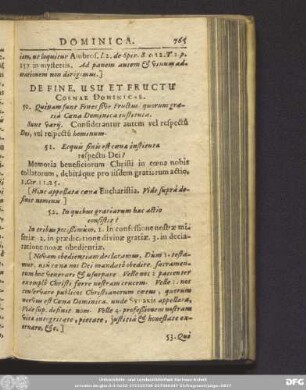 De Fine, Usu Et Fructu Coenae Dominicae.
