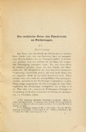 Die rechtliche Natur des Pfandrechts an Forderungen