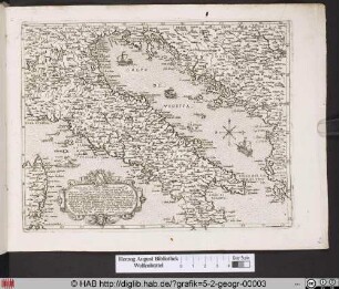 Landkarte mit Schwerpunkt auf Italien und adriatischen Meer (ehemalige Golfo di Venetia).