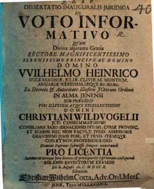 Diss. inaug. iur. de voto informativo