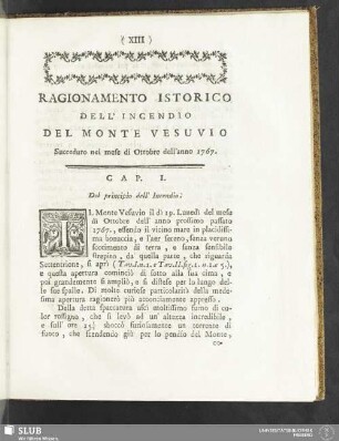 Cap. I. Del principio dell' Incendio